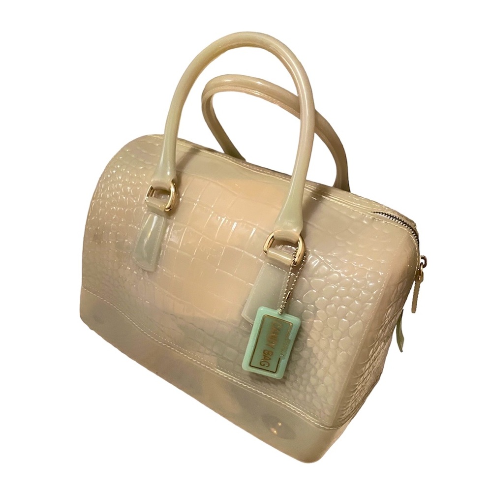Furla Green Crocodile Embossed Jelly Candy Bag